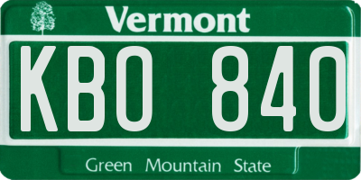 VT license plate KBO840