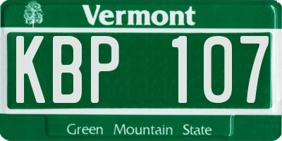 VT license plate KBP107