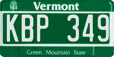 VT license plate KBP349