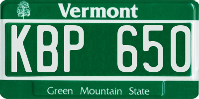 VT license plate KBP650