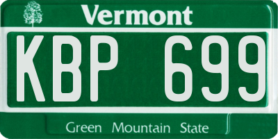 VT license plate KBP699