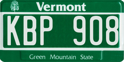 VT license plate KBP908