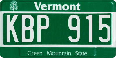 VT license plate KBP915