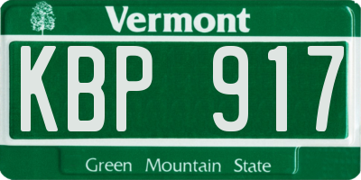VT license plate KBP917