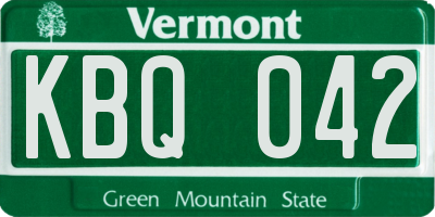 VT license plate KBQ042