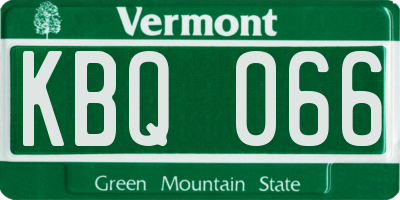 VT license plate KBQ066