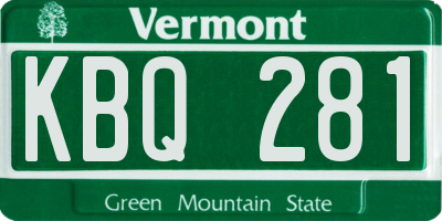VT license plate KBQ281