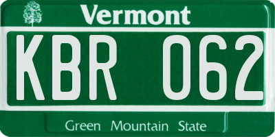 VT license plate KBR062