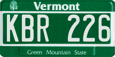 VT license plate KBR226
