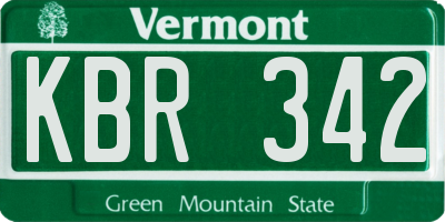 VT license plate KBR342