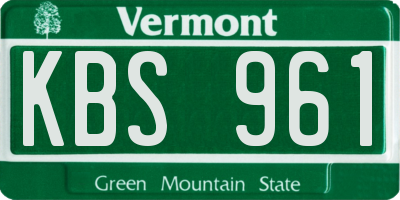 VT license plate KBS961