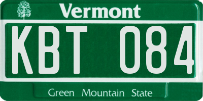 VT license plate KBT084