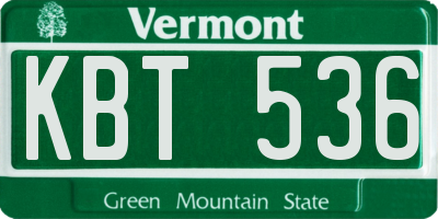VT license plate KBT536