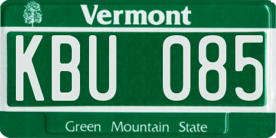 VT license plate KBU085