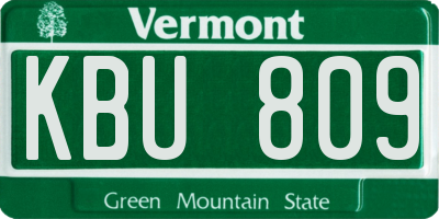VT license plate KBU809
