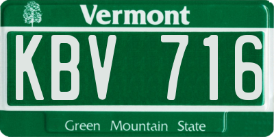 VT license plate KBV716