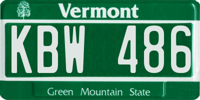 VT license plate KBW486