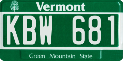VT license plate KBW681