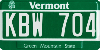 VT license plate KBW704