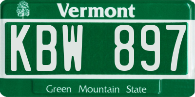 VT license plate KBW897