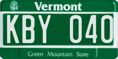 VT license plate KBY040