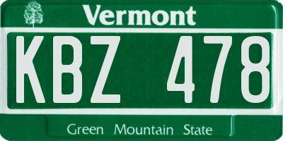 VT license plate KBZ478