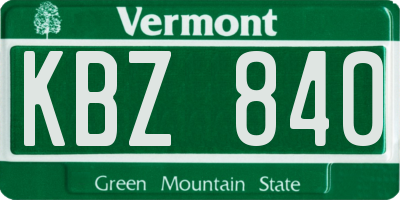 VT license plate KBZ840