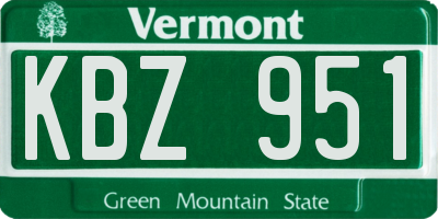 VT license plate KBZ951
