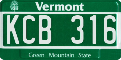 VT license plate KCB316