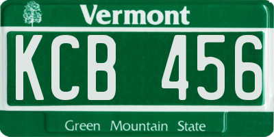 VT license plate KCB456