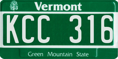 VT license plate KCC316