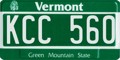 VT license plate KCC560
