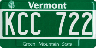 VT license plate KCC722