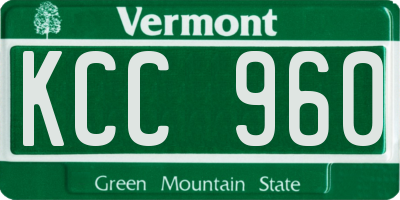 VT license plate KCC960