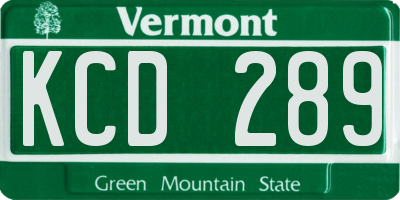 VT license plate KCD289