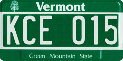 VT license plate KCE015