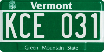 VT license plate KCE031