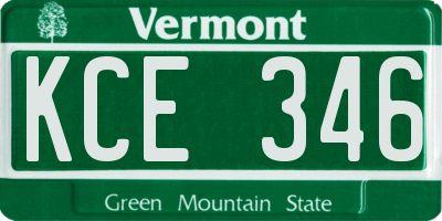 VT license plate KCE346
