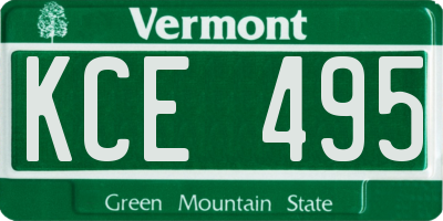 VT license plate KCE495