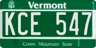 VT license plate KCE547