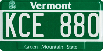 VT license plate KCE880
