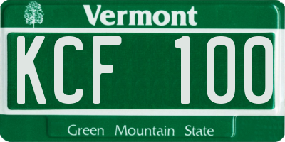 VT license plate KCF100