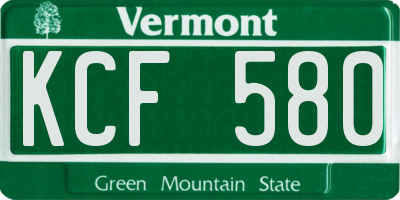 VT license plate KCF580