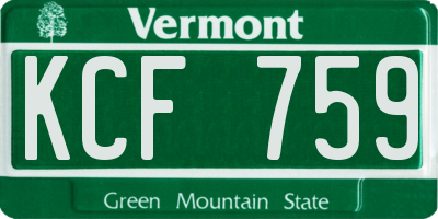 VT license plate KCF759