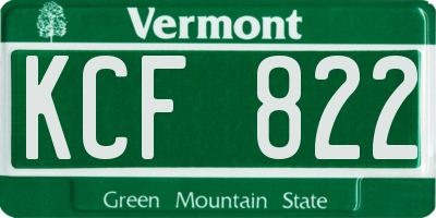 VT license plate KCF822
