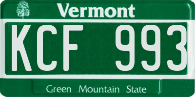 VT license plate KCF993