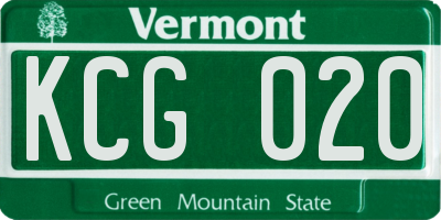 VT license plate KCG020