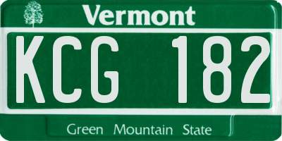 VT license plate KCG182