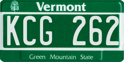 VT license plate KCG262