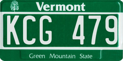 VT license plate KCG479